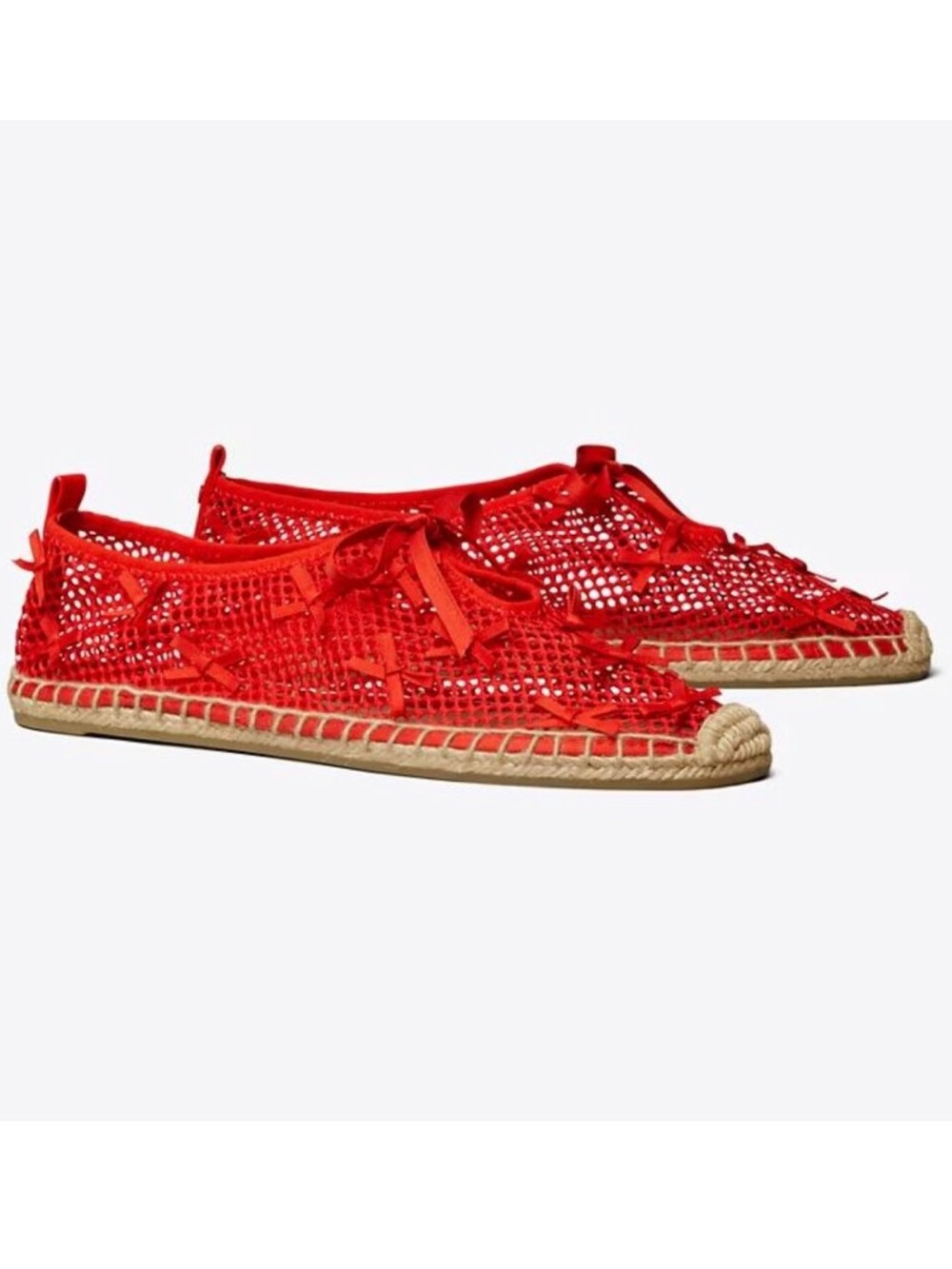 NEW Tory Burch Mini Bow Espadrille Flats in Blazing Red